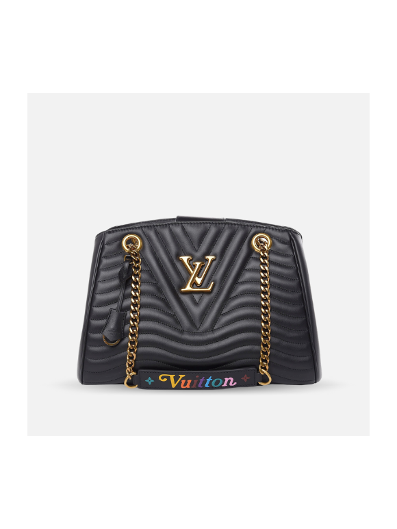 Bolso tote Louis Vuitton con cadena new wave de piel de becerro negro